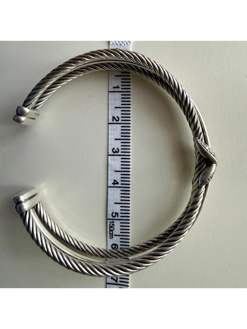DAVID YURMAN BRACELET SET Cable Buckle 925/750 Gold + X Crossover Diamond Cuff - Picture 6 of 9